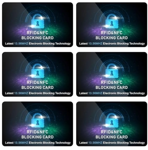 Gripiti NFC/RFID Blocking Card 6Pcs, Force Field Max RFID Credit Cards Protector Slim NFC Card Protection Wallets Anti-Theft Passport Wallet Blocker RFID Card Holder No Batteries Required (Blue)