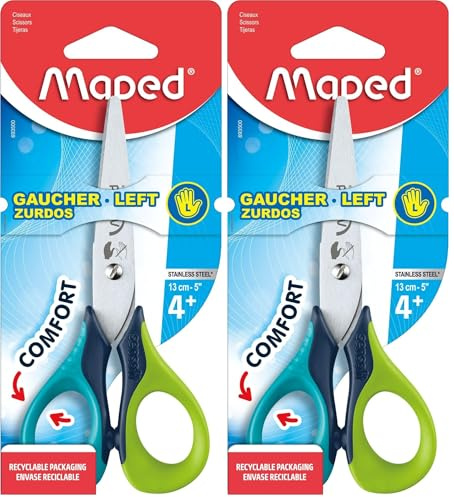MAPED Ciseaux scolaires Sensoft 3D GAUCHER 130 mm coloris assorti (Lot de 2)