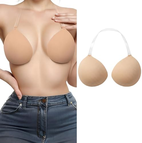 XCSJ Soutien-gorge push-up autocollant invisible avec bretelles transparentes, soutien-gorge respirant pour robe dos nu, robe de mariée, décolleté profond