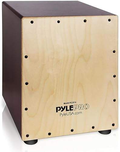 Pyle Cajon Instrument – Schlagzeug Cajones, Cajon Kinder & Erwachsene, Bass Drum handgefertigt aus Birkenholz, Percussion Box Trommel Leicht & Kompakt, Robuste & Langlebige Konstruktion, Braun