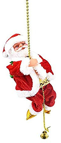 POFET Elettrico Animato Arrampicata Babbo Natale su Perline Catena Musicale Figura Mobile Ornamento Di Natale