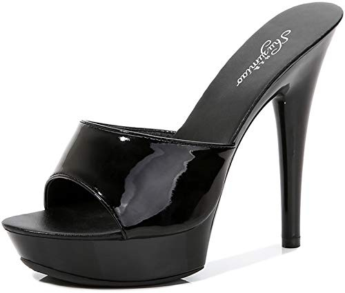 YIYA High Heeled Mules for Women Open Toe Stilettos Sandals Summer Platform High Heels Slides Dress Party Backless Shoes