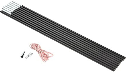 HI-GEAR Fibreglass Replacement Pole Kit 9 Section 9.6mm, Black, One Size