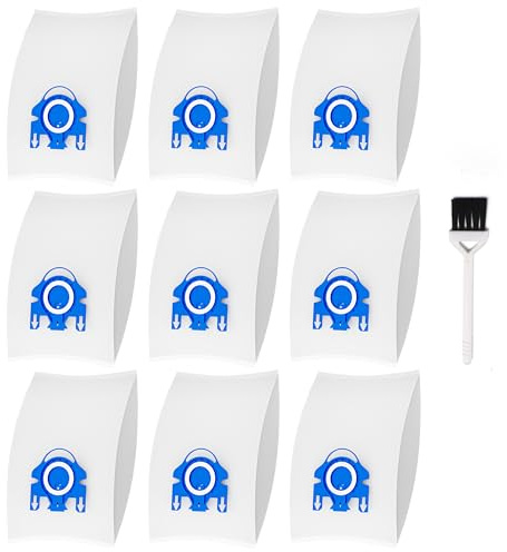 Vacuum Cleaner Bags Fit for Miele Classic C1 Complete C1 C2 C3 S227 S240 S270 S400 S2 S5 S8 Series, Include 9 Packs 3D Efficiency Airclean Bags with 3 Motor Protection Filters and 3 AirClean Filters