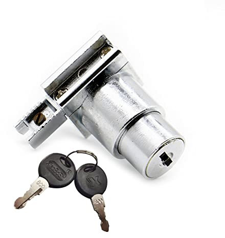 Glass Sliding Door Lock, Display Cabinet Door Lock Glass Cabinet Safety Lock Suitable for 5-8mm Glass Door, Separate Key Without Drilling, Zinc Alloy