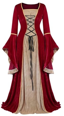 Josamogre Renaissance Femmes Robes Médiévale Velours Manches Longues Parti Déguisements Costume Halloween De Mariée Gothique