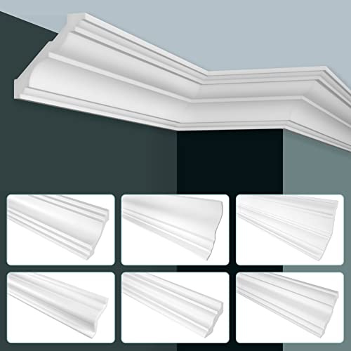 GRAND DECOR molduras de estuco techo moderno, PU espuma rígida blanco - 2m molduras de techo molduras de acabado lisas perfil de estuco molduras decorativas (2 metros P802)