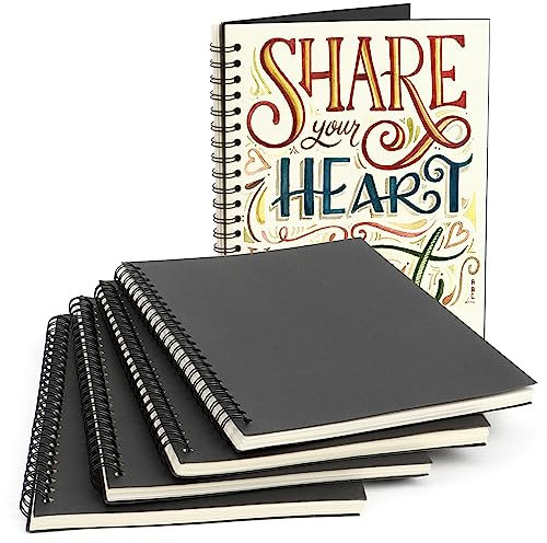 Skizzenbuch A5, PLAPOT 4 Stück Blanko Skizzenblock A5 100 Seiten/50 Blatt Skizzenbuch für Künstler, Skizzenblock A5 mit Spiralbindung Blanko Leichtes Malbuch Zeichenbuch Blackbook Zeichenblock