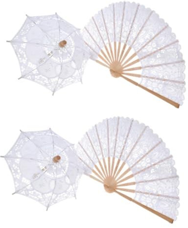 Alipis 2stücke Retro-chinesisches Faltfächer Und Mini-regenschirm-set Elegante Heimdekoration Für Frauen Für Wohnzimmer Schlafzimmer Und Besondere Anlässe