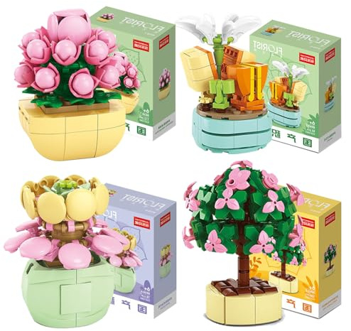 Lcons Les Plantes Miniatures, Plantes Artificielles, Décoration de Maison, Collection Botanique, 4 Petites Plantes, Idéal pour Intérieur, Modèle de Plantes pour Maison, Idée Cadeau d'anniversaire Femm