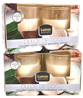 Velas aromáticas de Coco, Set de 2 x2, Dulce coco, vela aromatica coco, velas perfumadas, velas aromaticas perfumadas, velas decorativas coco (Dulce coco)