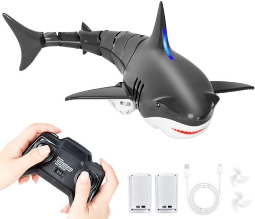 UCAMP Ferngesteuerter Hai-Spielzeug,2.4GHz RC Boot Simulation Hai Wasserspielzeug,Wasser Shark Spielzeug,Wasserspielzeug Kinder,Pool Wasserspielzeug,Mit 2 Batterien,Sommer-Wasserspielzeu für Kinder