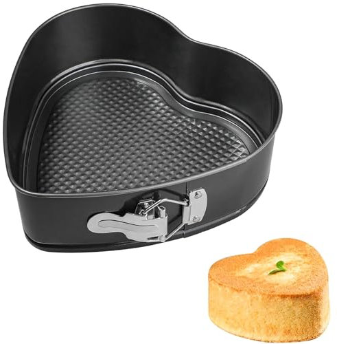 CHEFZOCO Molde repostería corazón, Molde para enamorados, Molde para Horno, Molde san valentín, Molde Pasteles, Soporta hasta 230ºC, Antiadherente, Liberación rápida Clip-Clap, Diámetro 27x24.5 cm