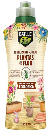 Semillas Batlle Bio Fertilizante para plantas con flor, para plantas de interior y terraza, Líquido, Orgánico y natural, 1250 ml