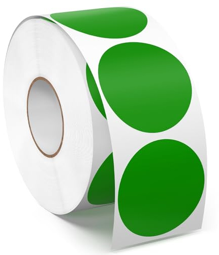 Meitaat 1000 Piezas Pegatinas Redondas Verdes Gomets Circulares 38 mm Etiquetas Adhesivas de Puntos en Vinilo Impermeables y Resistente al Rasgado per Rollo