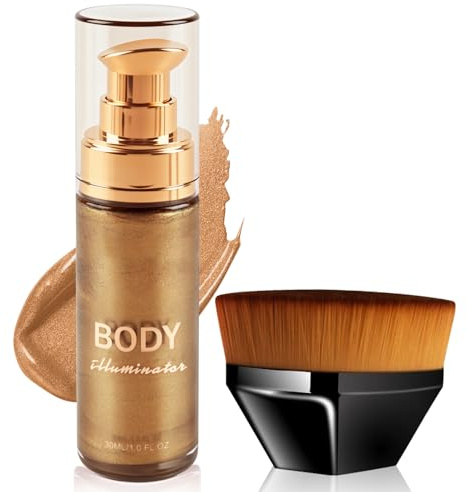 Aceite Iluminador Corporal, Body Highlighter Öl Shimmer Körperöl, Líquido Brillante, Brillo Corporal, Brillo Natural del Cuerpo, Idratante Liquido Luminizer para Cara Cuerpo Piernas (Oro Bronce)