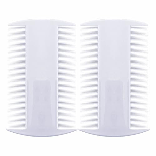 Lice Combs White Durable Double Sided Nit Comb Plastic Fine Toothed Detection Comb Head Treatment For Kids Children Adults Dogs Cats Removal Louse Lice Dandruff Flea Long Thick Hair Accessories (2Pcs)