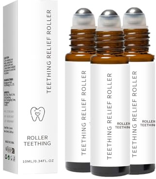 Natural Teething Relief Roller for Babies - Soothing Teething Oil Roller for Gum Pain Relief - Calming Sleep Aid with Natural Ingredients - Easy Application on Gums or Feet - 10ml Glass Bottle (30ml)