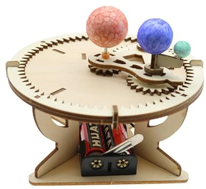 Kit di esperimenti scientifici per bambini con sistema solare elettrico - Dimostratore orbitale fai da te in legno con sole, terra, luna, | STEM Kit educativo per astronomia e scienze progetti di