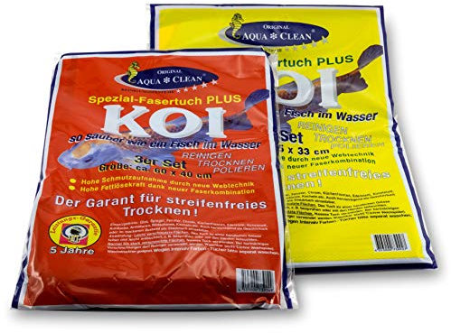 AQUA CLEAN Koi Mikrofaser Tuch Spezialfaser groß und klein, Set 6-teilig, zum Reinigen Trocknen Polieren, 60x40cm & 45x33cm