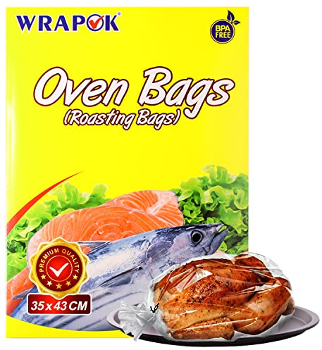 WRAPOK Roasting Cooking Bags Oven Chicken Bag For Meat Poultry Fish Seafood Vegetable, Medium - 5 Bags (14 x 17 Inch)