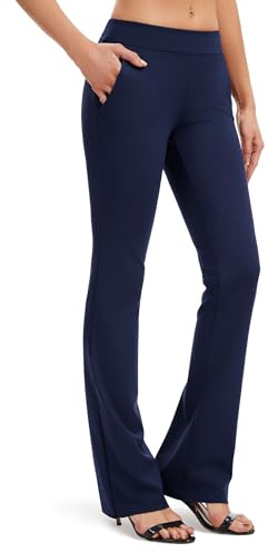 SAFORT bootcut yogabyxor för kvinnor, 71 cm/76 cm/81 cm/86 cm innersöm vanliga/höga utsvängda byxor för arbete, 4 fickor, S