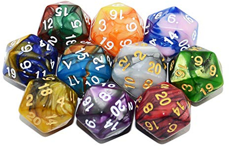 StarMall 10-pack tvåfärgade 20-sidig tärning D20 polyhedral tärning
