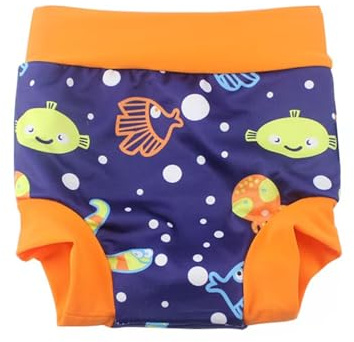 BabyPreg Bebé niños nadar pañales cubre pañales cintura alta natación pantalones cortos protección del vientre (0-2 Años, Azul)