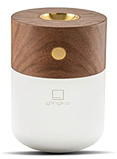 Gingko Essential Oil Burning Diffuser with LED Lamp,Long Lasting Rechargeable Battery,USB-C Cable Included,3 Lighting Temperature,Made from Natural Wood, Packed in Premium Gift Box,(Walnut)