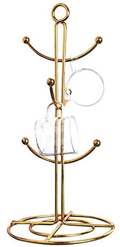 Dehumi Countertop Mug Tree, 6 Coffee Cup Dryer Kitchen Tree Countertop Tea Cups Holder Stand,Gold