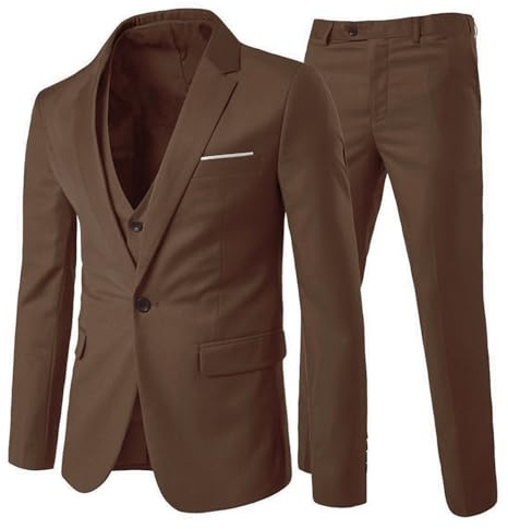 Allthemen Costume Homme Formel 3 pièces Un Bouton à la Mode Slim fit Mariage Business Café Foncé M