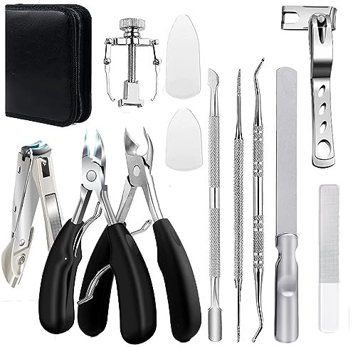 Sakiyrmai Profi Pediküre Maniküre Set, Edelstahl Pediküre Fusspflege Nagelknipser Set, Scharf Nagelzange für Dicke Eingewachsene Fußnägel, Aktualisiert 10 in 1 Fußnagelzange Set