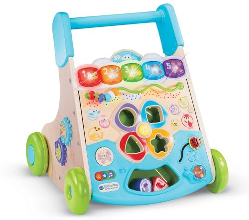 VTech - Super Trotteur Nature Interactif, Trotteur Bébé 2 en 1 Partiellement en Bois, Tableau d'Activités Interactif, Apprentissage de la Marche, Cadeau Bébé Dès 9 Mois - Contenu en Français