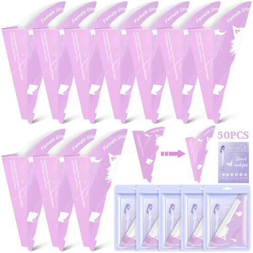 RDDAIPE 50pc Im Stehen Pinkeln für Frauen, Urinella für Frauen Unterwegs,Papier PIPI Trichter Urinierhilfe für Frauen,Urinbeutel Pinkelhilfe Urinal für Frauen Wandern Auto Outdoor,Aktivitäten,Camping