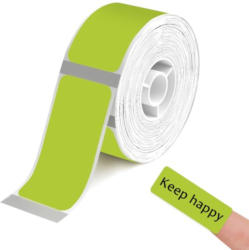 Label Maker Tape 0.47 x 1.18 (12x30mm) Self-Adhesive Thermal Sticker Paper, 1 Roll of 210 Labels for D11/D110/D101 Label Printers, Clear Compatible with Cable & Office Organization (Green)
