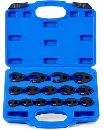 15 Pezzi Chiave Zampa Set, Chiavi a Bocca Esagonale Aperta Tipo Crowfoot Dimensioni Metriche 8-24 mm Unità Quadrata Internada 3/8 e 1/2, Chiave a Piede di Porco, Set Chiavi A Zampa Di Gallo