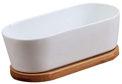 SEWOART Vaso Rettangolare in Ceramica Per Bonsai E Piante Succulente Con Foro Di Drenaggio E Sottovaso Contenitore Decorativo Per Giardino Interno Ed Esterno