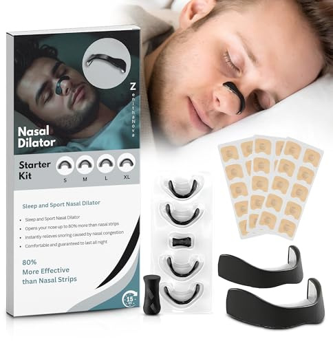 Zentiha Magnetic Nose Strips, Nose Magnet for Right Breathing, Magnetic Nasal Strips, Anti-Snoring Devices Men and Women, Improve Sleep, Skin Friendly, Nasal Dilator (Black, 15 Days)