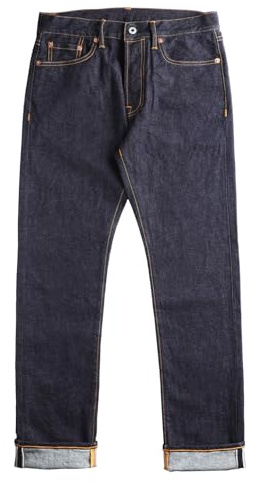 RWRTNANDO Red Torndao Vintage Summer 12OZ Men's Jeans Selvedge Denim Pants Slim Fit Mid Rise Denim Jeans Washed Blue, Indigo, 30