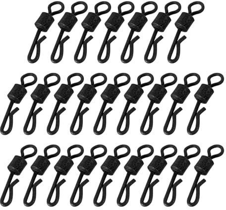 Whispern Cloud Quick Change Swivels, 25pcs Q-shaped Fishing Tackle Quick Change Swivels Fishing Carp Terminal Accessory, UK Size 8