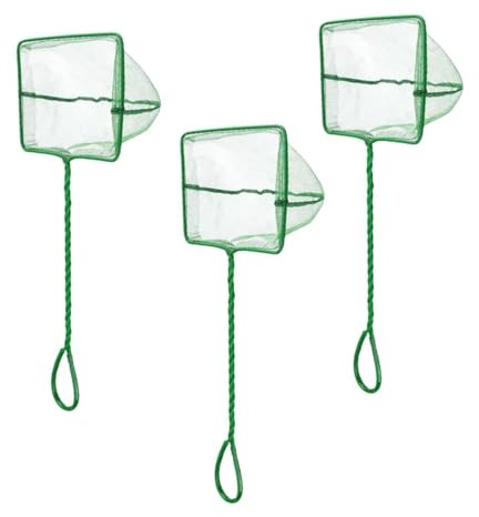 UZYXC 3 Redes de Acuario 3 Pulgadas – Malla Nylon Fina, Mango Metálico, Resistentes, para Pescar Peces, Limpieza Estanque, Juegos Infantiles, Mantenimiento Acuario