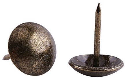 100 Stück Vintage Polsternägel Runder Großköpfiger Bronze Metall Ziernägel, Teppichnägel für Tags Möbel Sofa Schuh Tür Tack Stud(Glatte 13 * 17mm Verdickt)