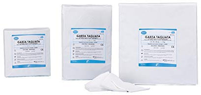 DEALFA Compresse di Garza Tagliata - 10x10 cm - Garza Idrofila 12/8-100% Puro Cotone - Morbida e Assorbente - Monouso - Pacco da 1 Kg