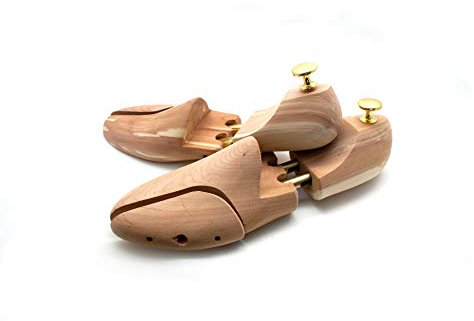 PHF Curare Schuhspanner Zedernholz - Federspanner für Herren und Damen - 1 Paar Zedernholz Doppelfederschuhspanner für Herrenschuh in Premium Qualität, in Einzelgrößen EU 38-50 (44, braun)