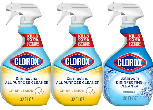Clorox Disinfecting All-Purpose Cleaner 32 Oz and Bathroom Cleaner, Household Essentials, 30 Oz, Pack of 3