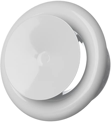Ø 80 mm vit metall anemostat – tillufts tallriksventil – rund ventilationsventil med monteringsring