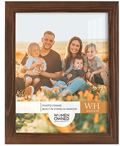 Renditions Gallery 8x10 inch Picture Frame Chestnut Wood Grain Frame, High-end Modern Style, Made of Solid Wood and High Definition Glass for Wall and Tabletop Photo Display