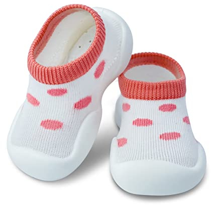 Dookeh Baby Sock Shoes (A1-PinkLeopard, 6-9 Months, EU Size 18, Factory Size_Printed on Shoes 18/19)