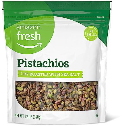 Amazon Fresh - Pistachios, Dry Roasted with Sea Salt, No Shells, 12 oz