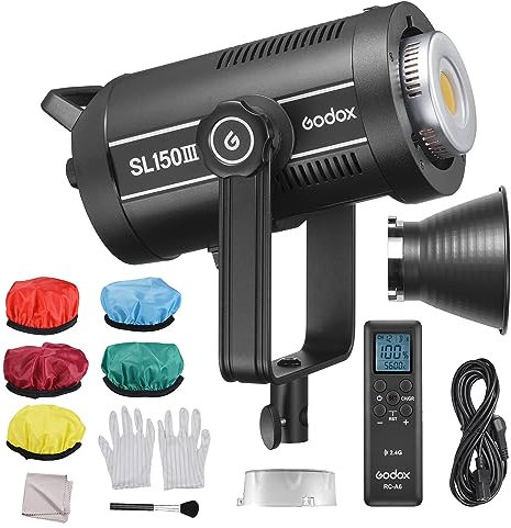 Godox SL150III 160 W Studio-LED-Videoleuchte Fotolicht dimmbar 5600 K ± 200 K, CRI96, TLCI97, 8 FX-Lichteffekte Bowens Mount APP-Fernbedienung für Live-Streaming, Fotografie